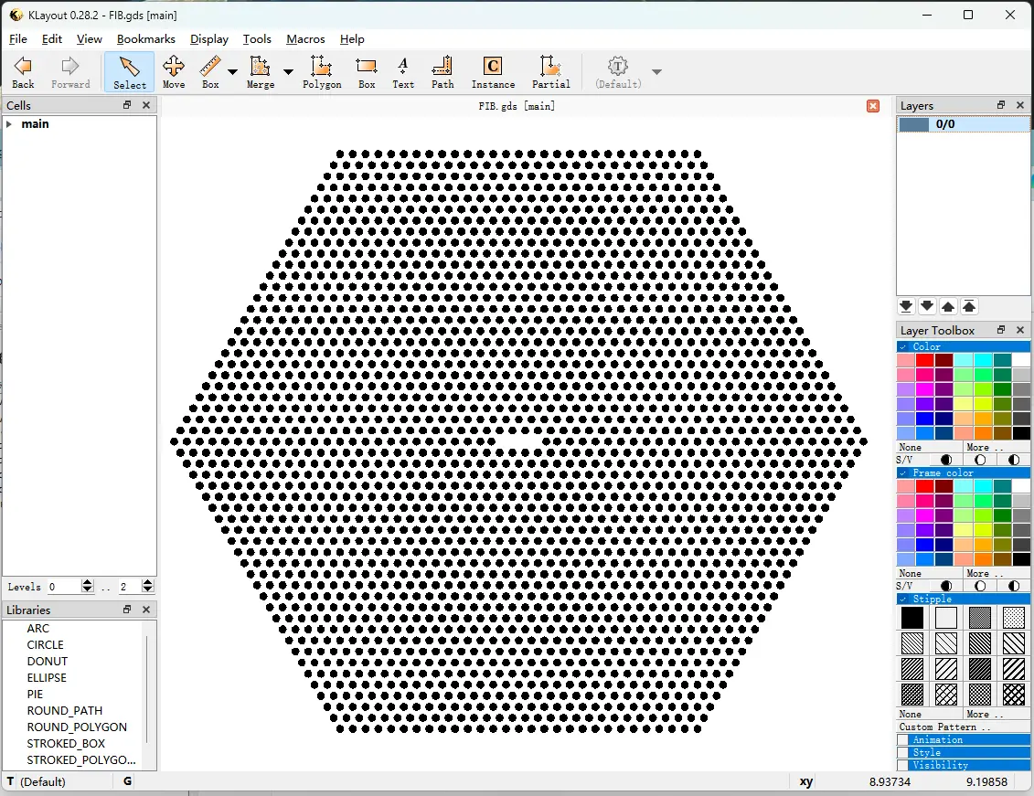 The interface of KLayout